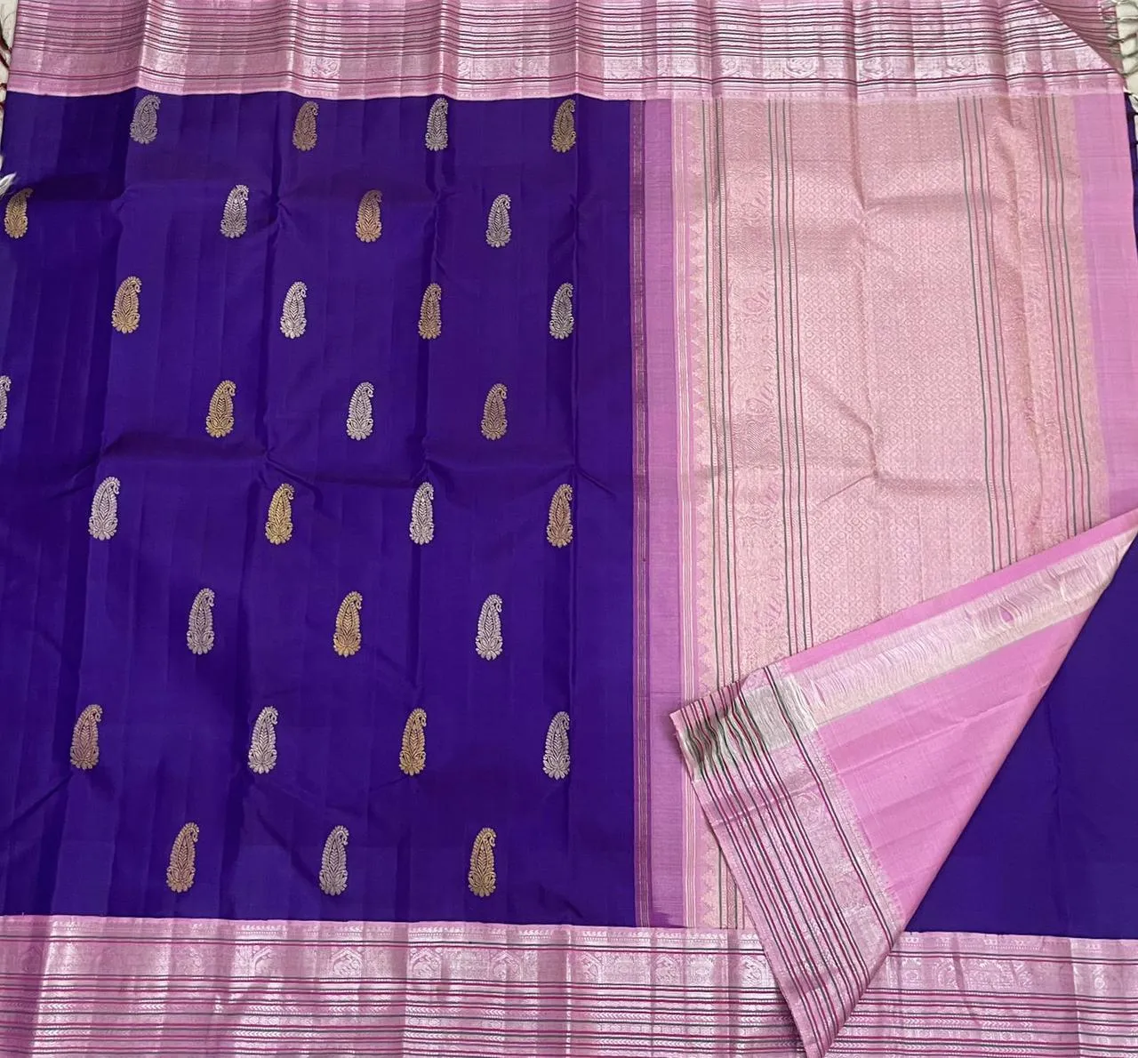 Royal Purple Butta Korvai Kanchipuram Silk Saree